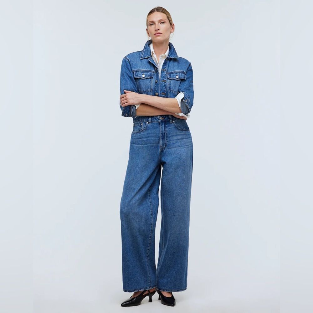 Madewell NWT Denim Wide-Leg Coverall Jumpsuit Size 4 in Byrne Wash